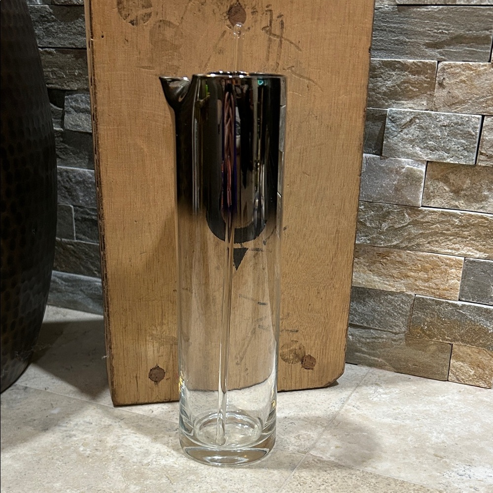 SOLD-Vintage DOROTHY THROPE  MCM silver fade cocktail pitcher